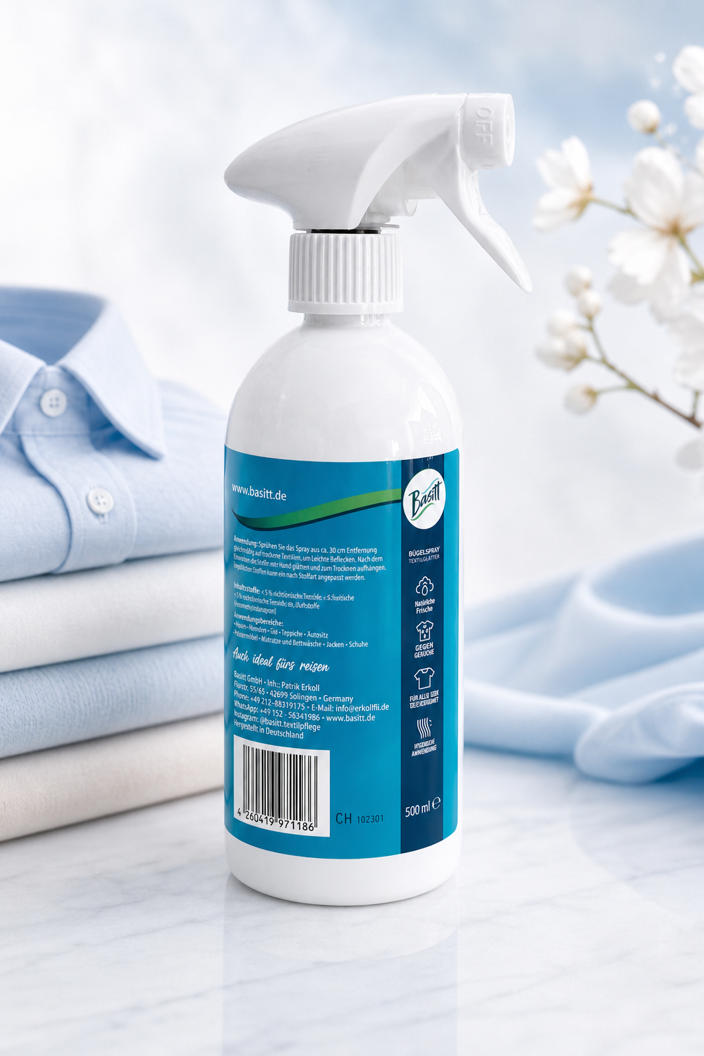 Basitt Bügelspray – Glatt, frisch & knitterfrei in Sekunden